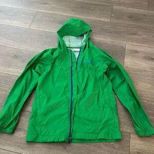 Green Columbia raincoat with pockets